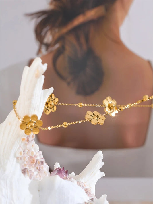 Flower chain link necklace women - product image