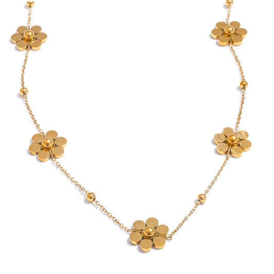 Flower chain link necklace women - product image