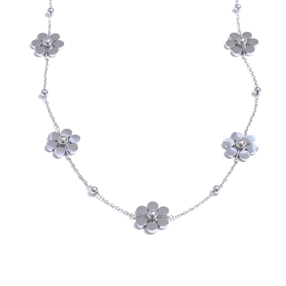 Flower chain link necklace women - product image