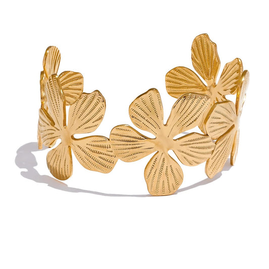 Flower cuff open statement bracelet bangle women - product image