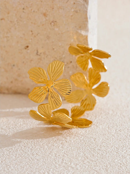 Flower cuff open statement bracelet bangle women - product image