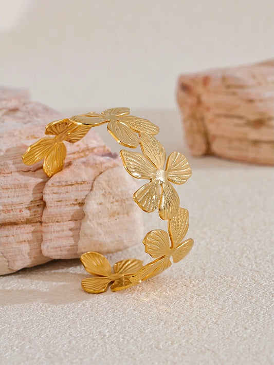 Flower cuff open statement bracelet bangle women - product image