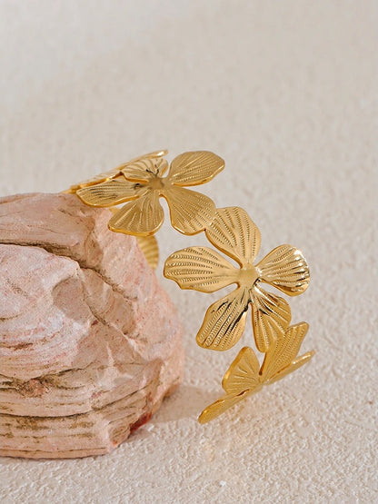 Flower cuff open statement bracelet bangle women - product image