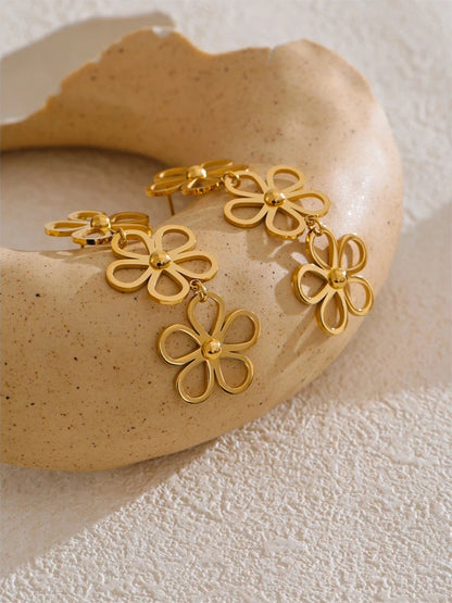 Flower long drop dangle earrings women fashion - product image