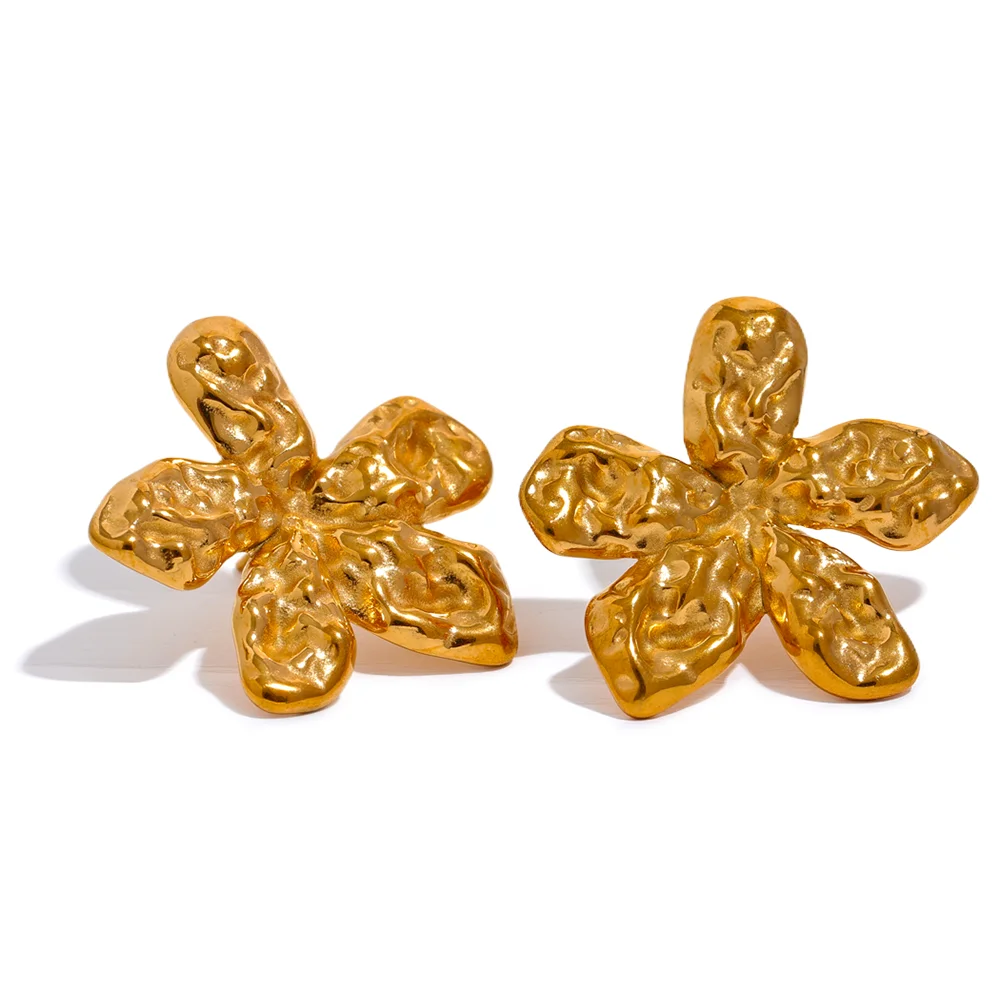 Flower metal cast stud earrings push-back women - product image