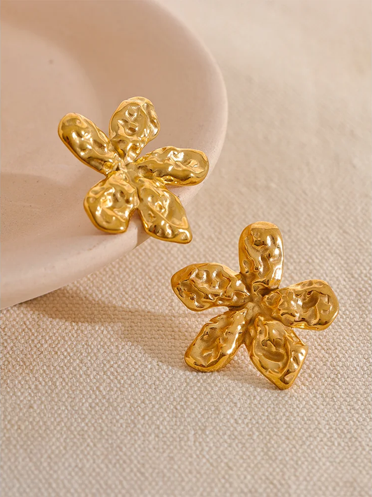 Flower metal cast stud earrings push-back women - product image