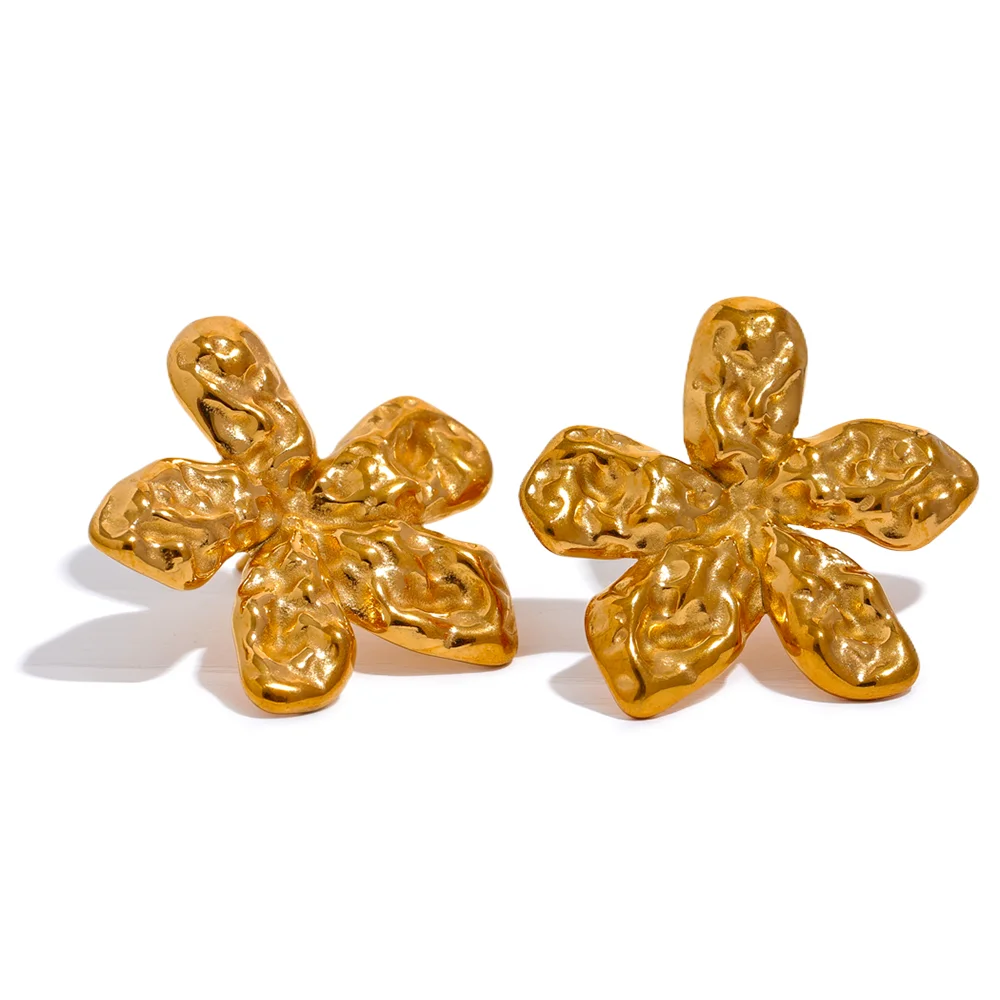 Flower metal cast stud earrings push-back women - product image
