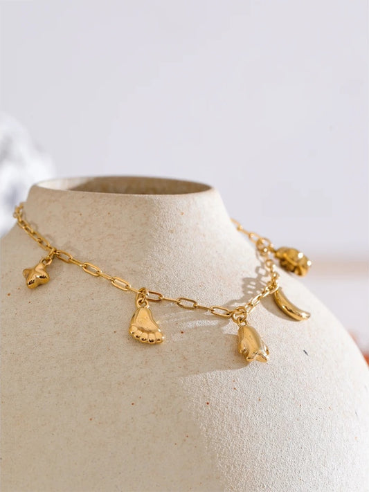 Flower moon star charms chain drop bracelet - product image