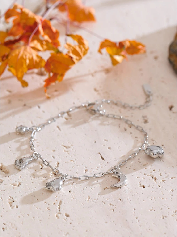 Flower moon star charms chain drop bracelet - product image