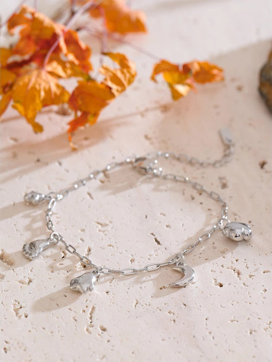 Flower moon star charms chain drop bracelet - product image