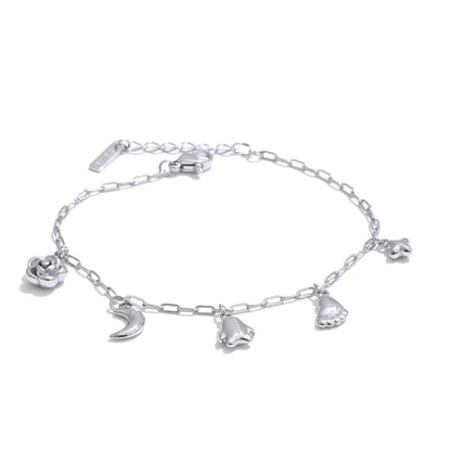 Flower moon star charms chain drop bracelet - product image