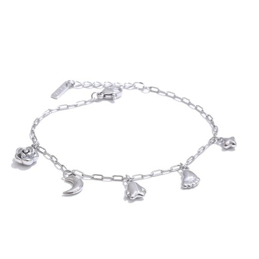 Flower moon star charms chain drop bracelet - product image