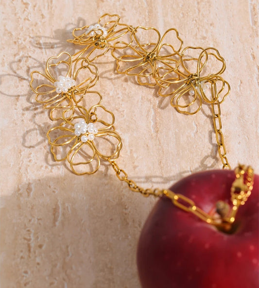 Flower necklace earrings ring jewelry set - product image