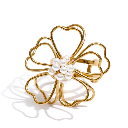 Flower necklace earrings ring jewelry set - product image