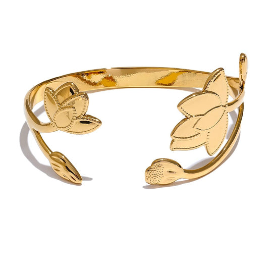 Flower open cuff fashion bracelet - product image
