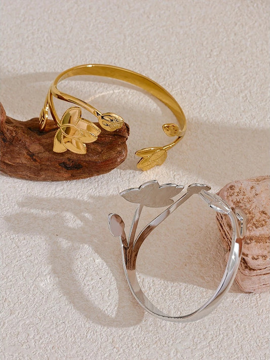 Flower open cuff fashion bracelet - product image