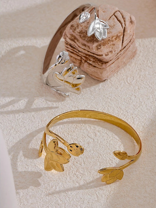 Flower open cuff fashion bracelet - product image