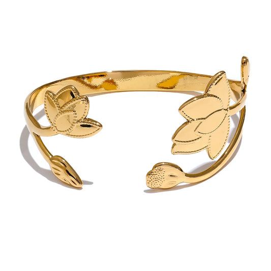 Flower open cuff fashion bracelet - product image