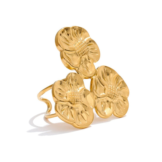 Flower open rust proof fashion ring - product image