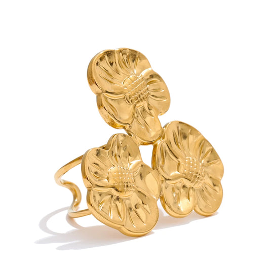 Flower open rust proof fashion ring - product image