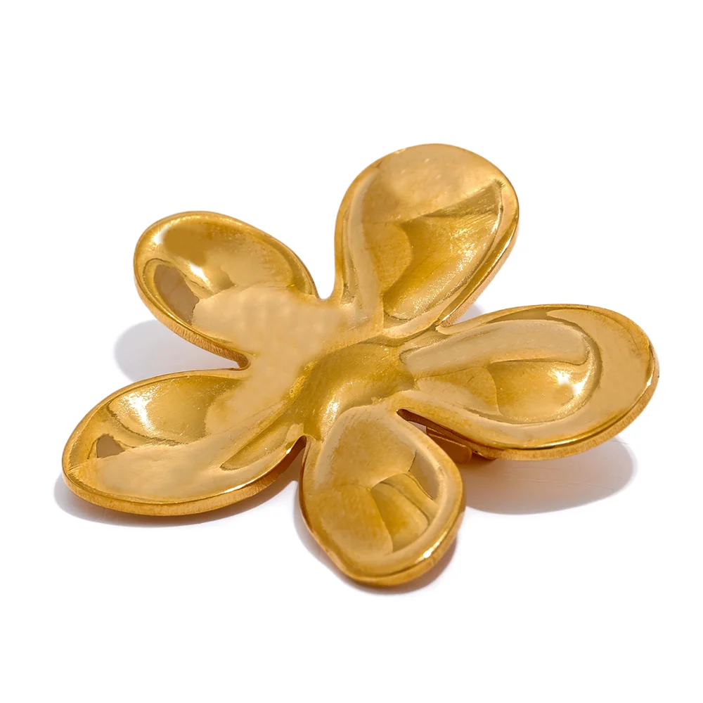Flower pattern metal brooches gold silver color - product image