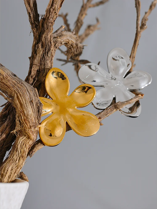 Flower pattern metal brooches gold silver color - product image