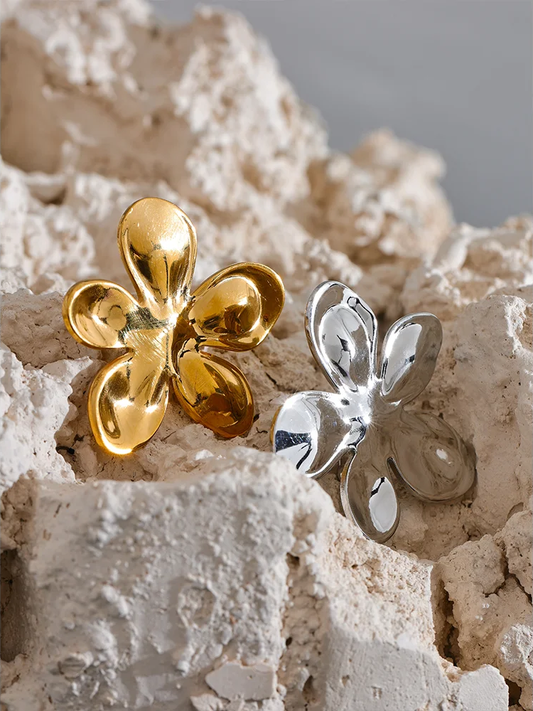 Flower pattern metal brooches gold silver color - product image