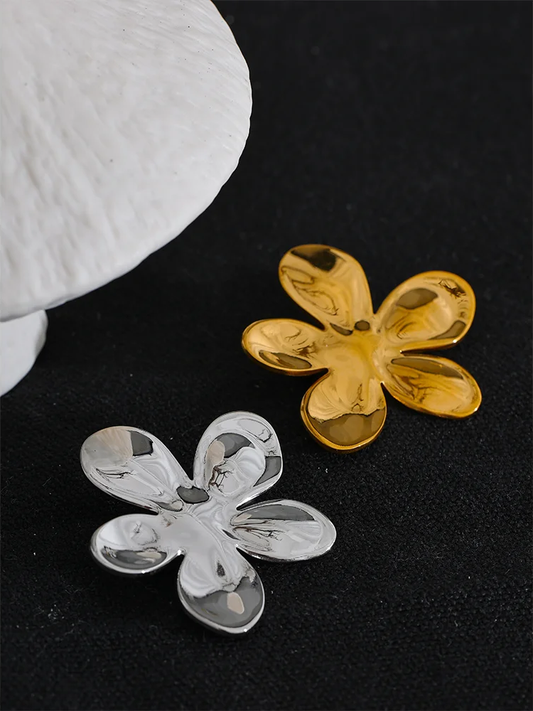 Flower pattern metal brooches gold silver color - product image