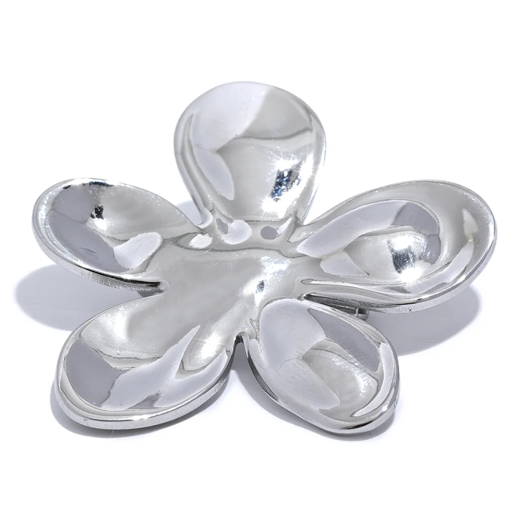 Flower pattern metal brooches gold silver color - product image