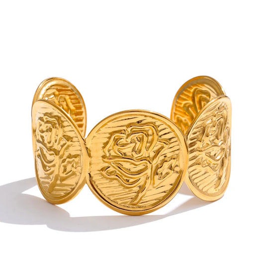 Flower shape open cuff bracelet bangle women fashion - product image