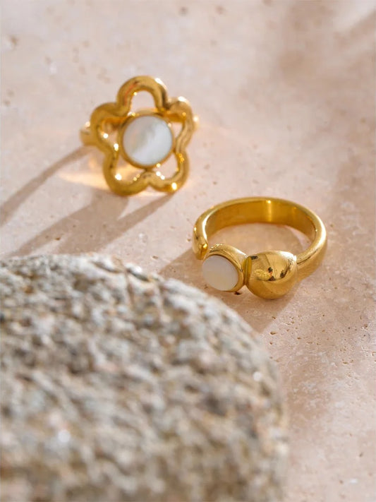 Flower shell adjustable open ring - product image