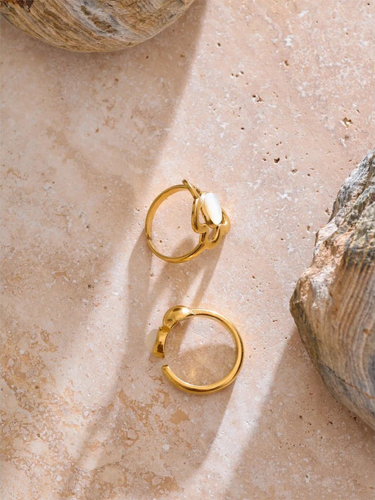 Flower shell adjustable open ring - product image