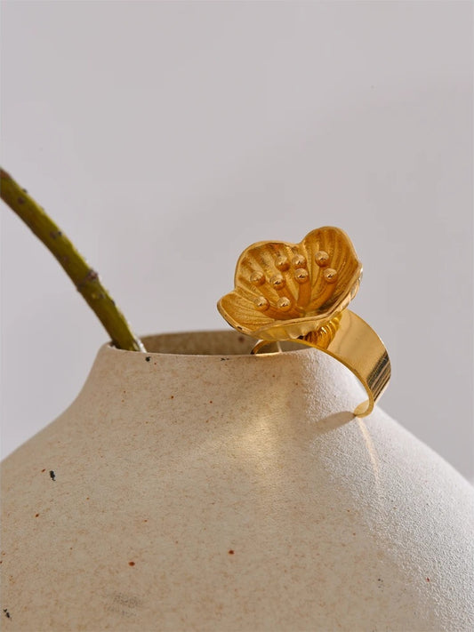 Flower stamen stud earrings and ring set - product image