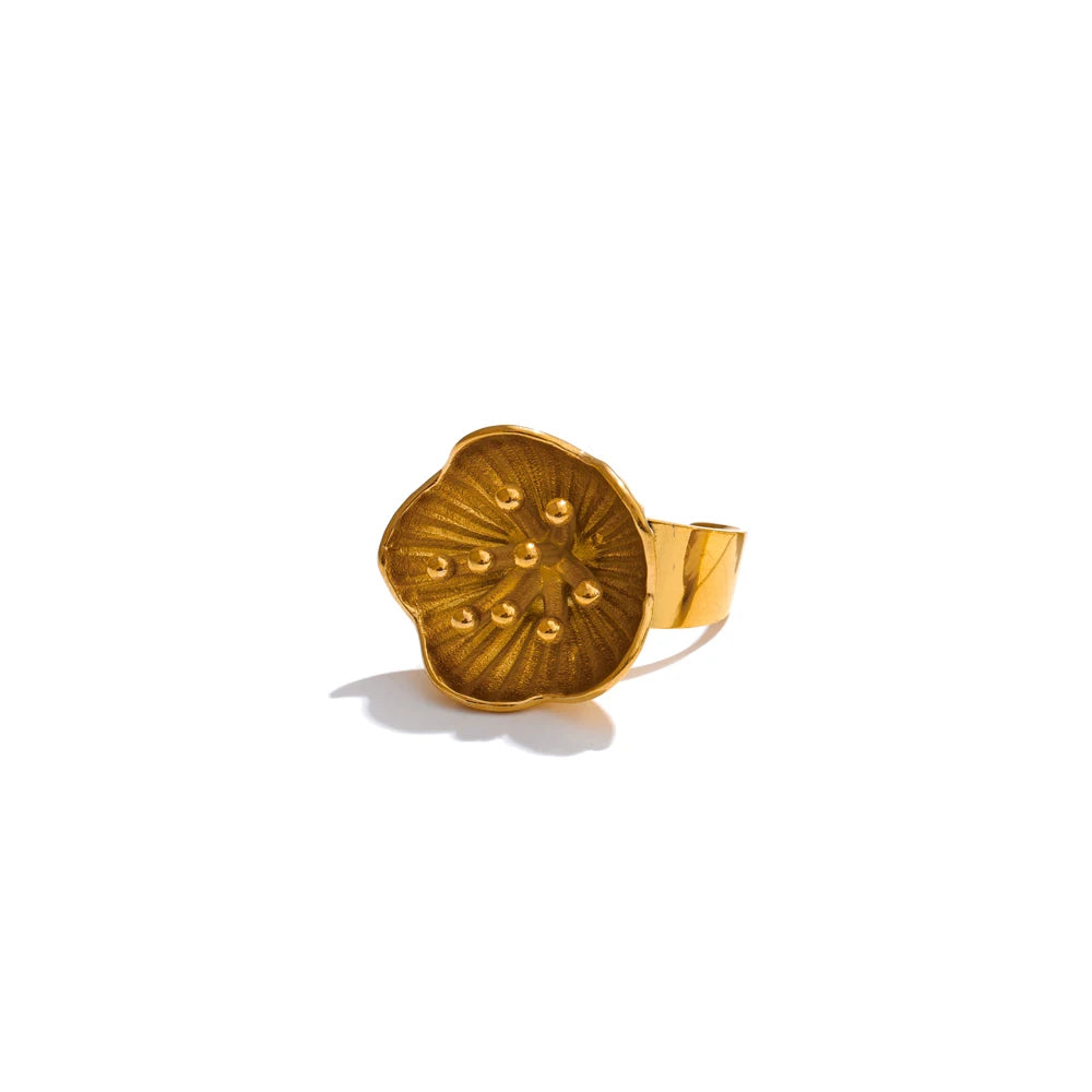 Flower stamen stud earrings and ring set - product image