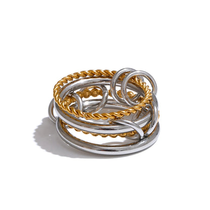 Four finger stacking modern metal ring - product image