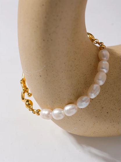Freshwater oval pearl modern bangle bracelet - product image