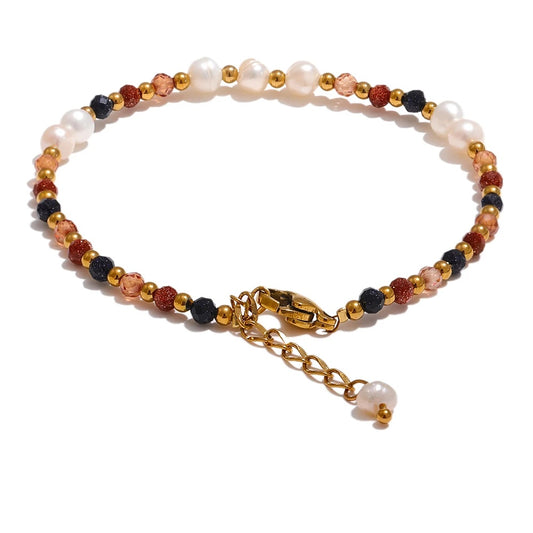 Freshwater pearl bead chain modern bracelet - product image