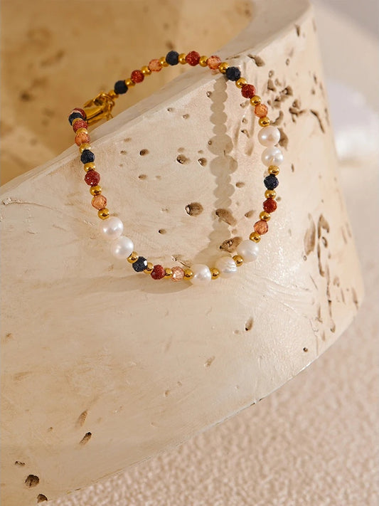 Freshwater pearl bead chain modern bracelet - product image