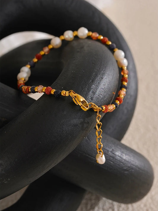 Freshwater pearl bead chain modern bracelet - product image