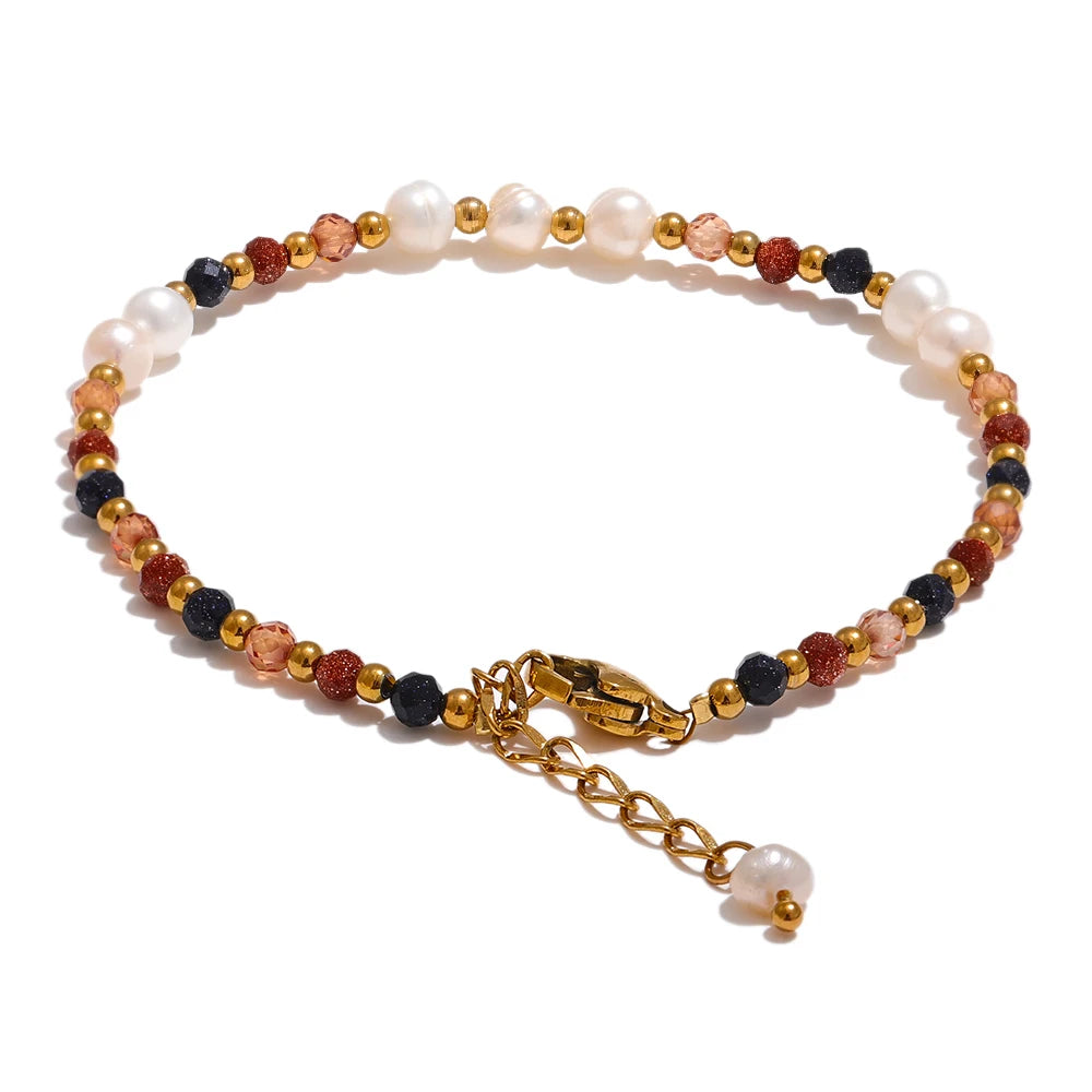 Freshwater pearl bead chain modern bracelet - product image