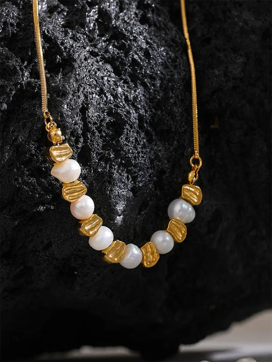 Freshwater pearl beads chain necklace bracelet set - product image