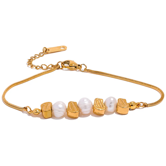 Freshwater pearl beads chain necklace bracelet set - product image