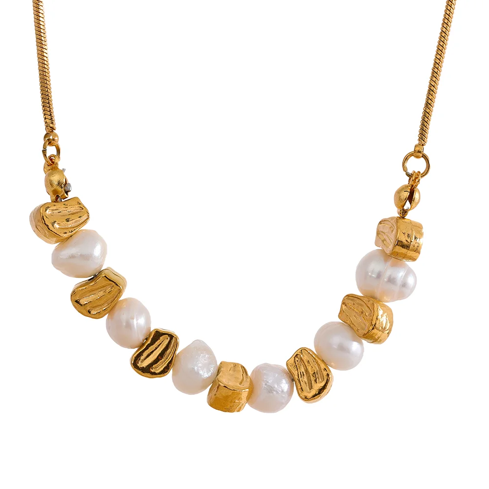 Freshwater pearl beads chain necklace bracelet set - product image