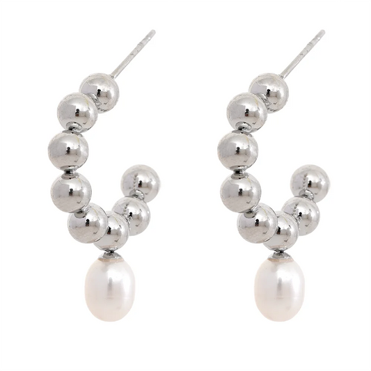 Freshwater pearl beads hoop earrings women - product image