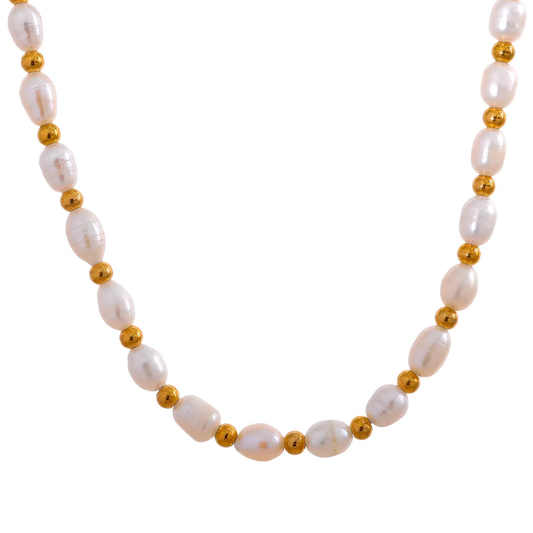 Freshwater pearl beads minimalist necklace - product image
