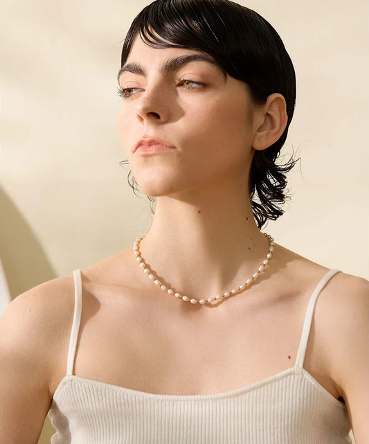 Freshwater pearl beads minimalist necklace - product image
