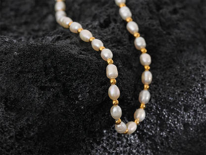 Freshwater pearl beads minimalist necklace - product image