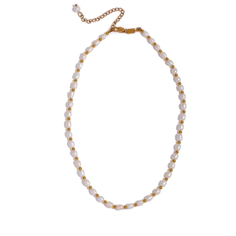 Freshwater pearl beads minimalist necklace - product image