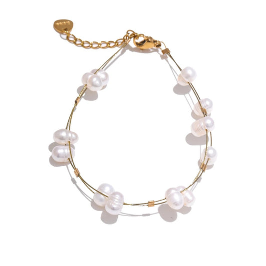 Freshwater pearl chain necklace bracelet set - product image