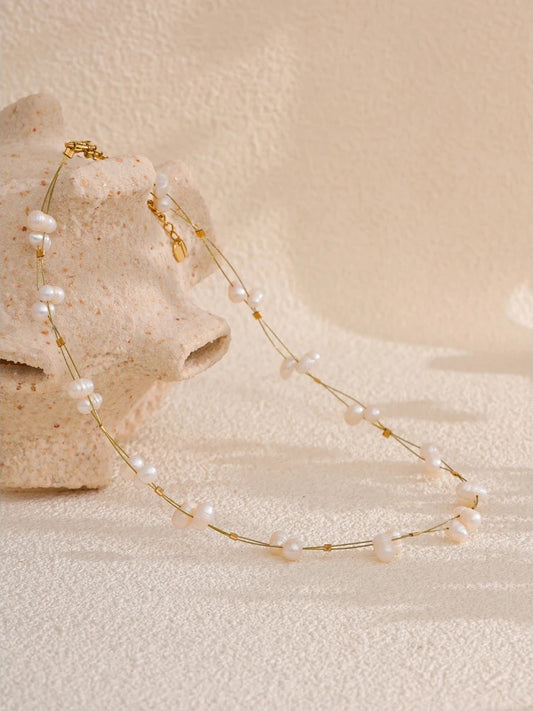 Freshwater pearl chain necklace bracelet set - product image
